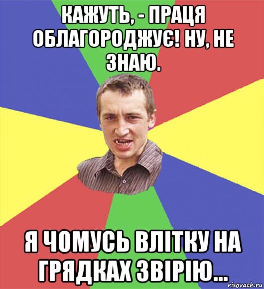 кажуть, - праця облагороджує! ну, не знаю. я чомусь влітку на грядках звірію...