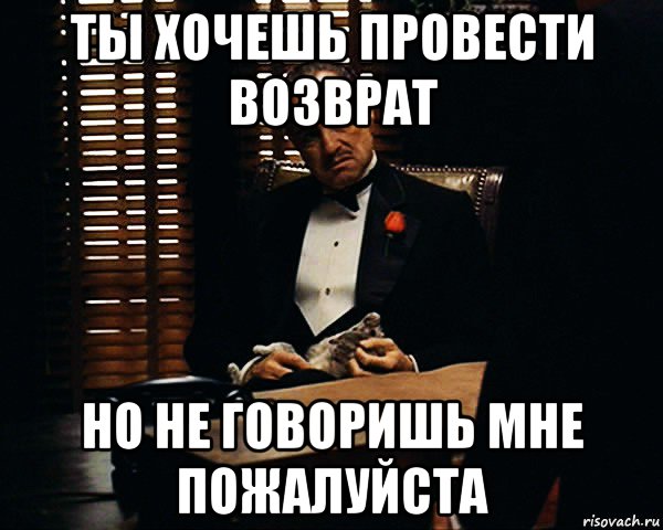 ты хочешь провести возврат но не говоришь мне пожалуйста, Мем Дон Вито Корлеоне