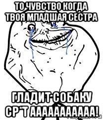 то чувство когда твоя младшая сестра гладит собаку ср*т ааааааааааа!, Мем Forever Alone