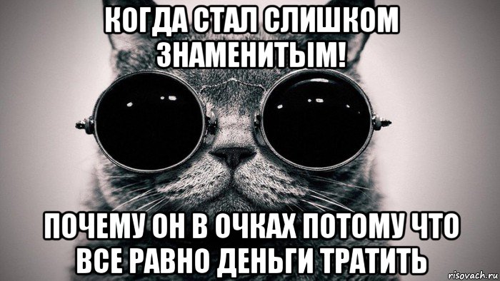 когда стал слишком знаменитым! почему он в очках потому что все равно деньги тратить, Мем Котоматрица