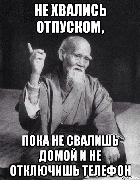 не хвались отпуском, пока не свалишь домой и не отключишь телефон, Мем Монах-мудрец (сэнсей)