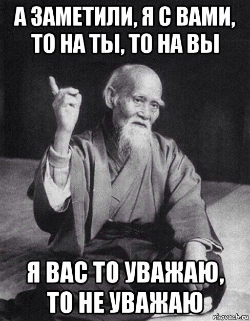 а заметили, я с вами, то на ты, то на вы я вас то уважаю, то не уважаю, Мем Монах-мудрец (сэнсей)