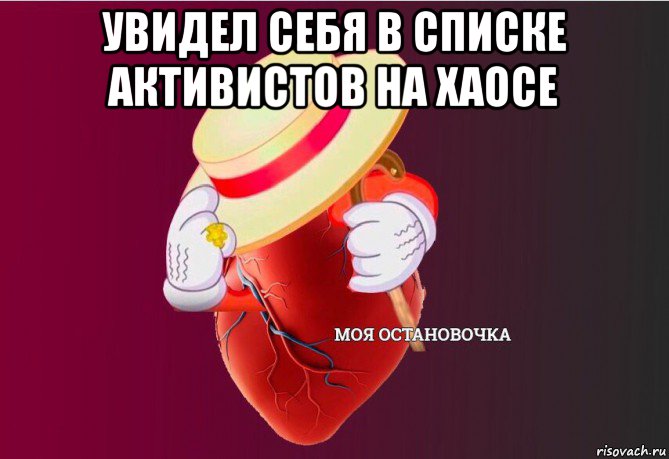 увидел себя в списке активистов на хаосе , Мем   Моя остановочка