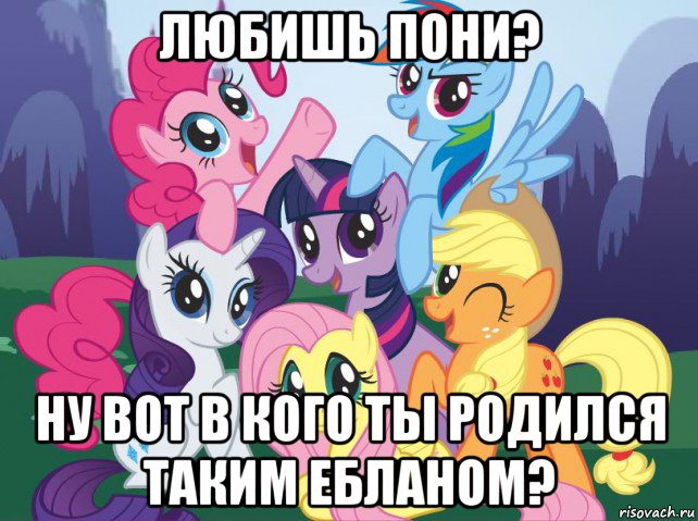 любишь пони? ну вот в кого ты родился таким ебланом?, Мем My little pony