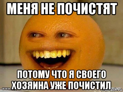 меня не почистят потому что я своего хозяина уже почистил, Мем Надоедливый апельсин