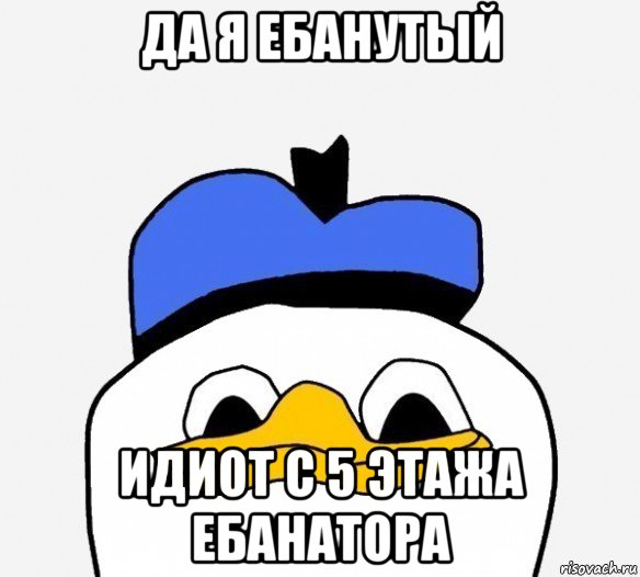 да я ебанутый идиот с 5 этажа ебанатора, Мем Утка