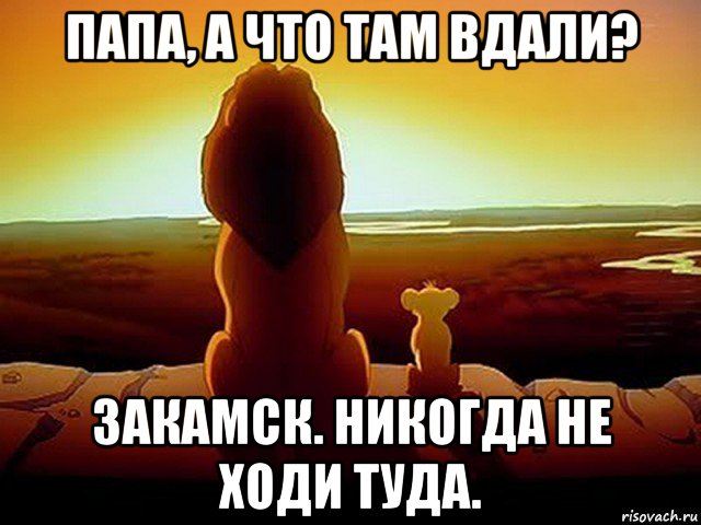 папа, а что там вдали? закамск. никогда не ходи туда., Мем  король лев