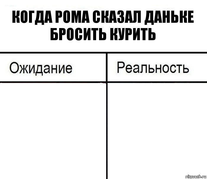 Когда рома сказал даньке бросить курить  , Комикс  Ожидание - реальность