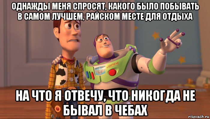 однажды меня спросят, какого было побывать в самом лучшем, райском месте для отдыха на что я отвечу, что никогда не бывал в чебах, Мем Они повсюду (История игрушек)