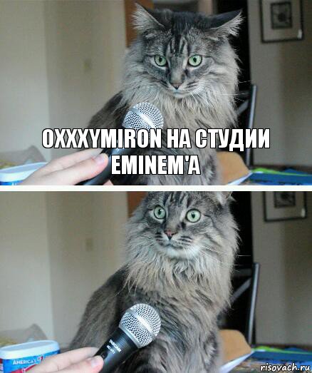 Oxxxymiron на студии Eminem'a , Комикс  кот с микрофоном