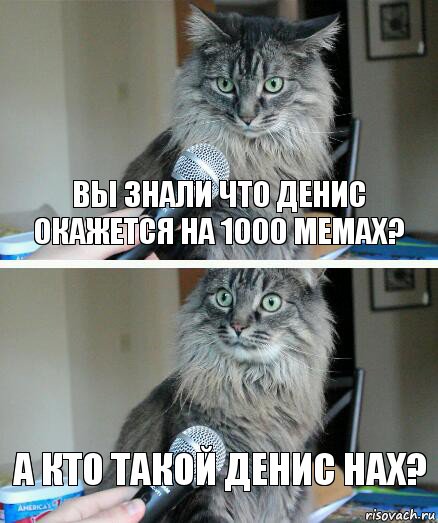 Вы знали что Денис окажется на 1000 мемах? А кто такой Денис нах?, Комикс  кот с микрофоном