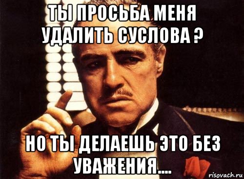 ты просьба меня удалить суслова ? но ты делаешь это без уважения...., Мем крестный отец