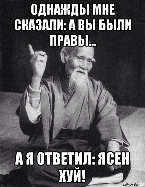 однажды мне сказали: а вы были правы... а я ответил: ясен хуй!, Мем Монах-мудрец (сэнсей)