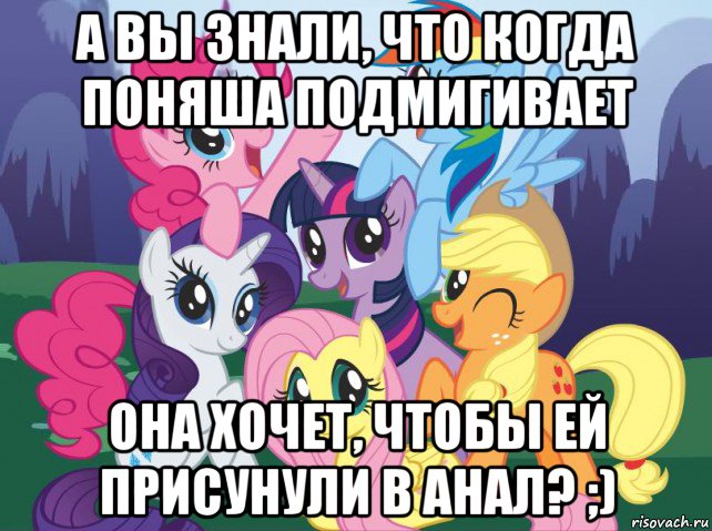 а вы знали, что когда поняша подмигивает она хочет, чтобы ей присунули в анал? ;), Мем My little pony