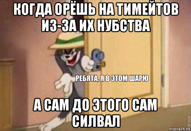 когда орёшь на тимейтов из-за их нубства а сам до этого сам силвал, Мем    Ребята я в этом шарю