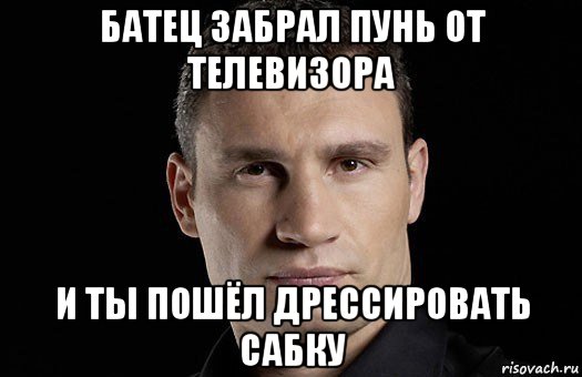 батец забрал пунь от телевизора и ты пошёл дрессировать сабку, Мем Кличко