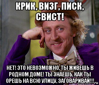 крик, визг, писк, свист! нет! это невозможно, ты живешь в родном доме! ты знаешь, как ты орешь на всю улицу, заговаривай!!!, Мем мое лицо