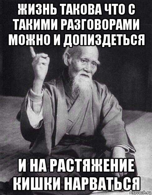 жизнь такова что с такими разговорами можно и допиздеться и на растяжение кишки нарваться, Мем Монах-мудрец (сэнсей)