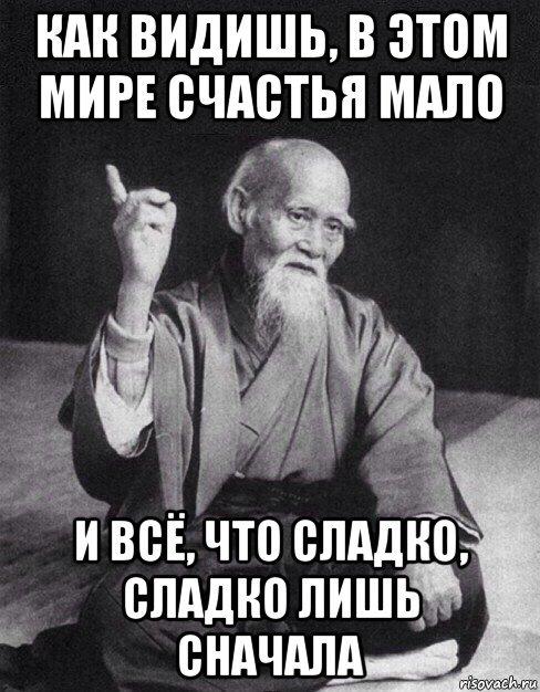 как видишь, в этом мире счастья мало и всё, что сладко, сладко лишь сначала, Мем Монах-мудрец (сэнсей)