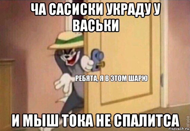 ча сасиски украду у васьки и мыш тока не спалитса, Мем    Ребята я в этом шарю