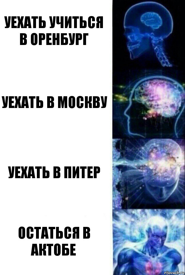 Уехать учиться в Оренбург Уехать В Москву Уехать в Питер Остаться в Актобе, Комикс  Сверхразум