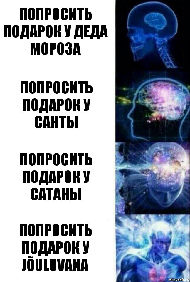 Попросить подарок у деда мороза Попросить подарок у Санты Попросить подарок у Сатаны Попросить подарок у Jõuluvana, Комикс  Сверхразум