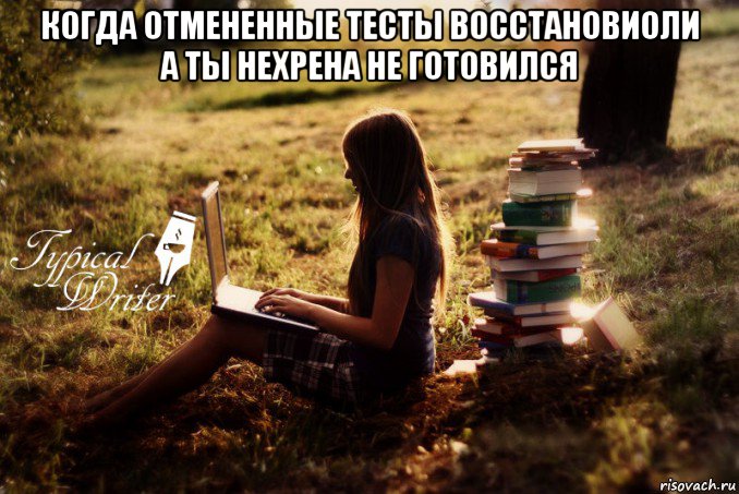 когда отмененные тесты восстановиоли а ты нехрена не готовился , Мем Типичный писатель