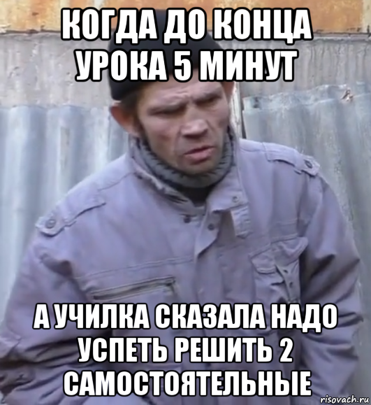 когда до конца урока 5 минут а училка сказала надо успеть решить 2 самостоятельные, Мем  Ты втираешь мне какую то дичь