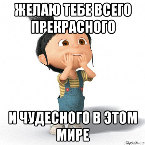 желаю тебе всего прекрасного и чудесного в этом мире, Мем Радостная Агнес