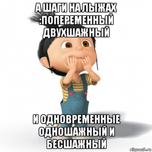 а шаги на лыжах :попеременный двухшажный и одновременные одношажный и бесшажный, Мем Радостная Агнес