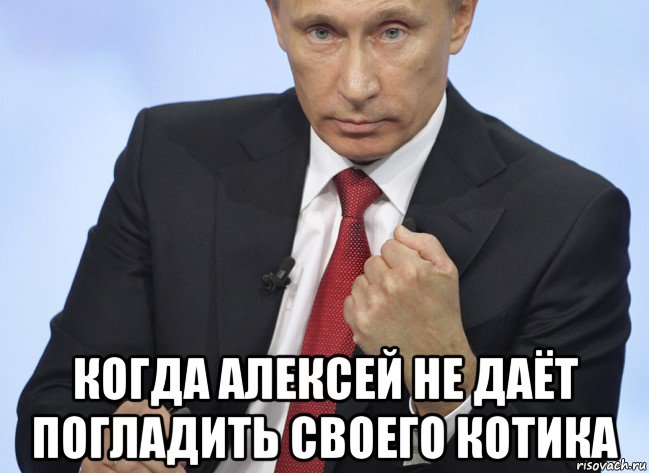  когда алексей не даёт погладить своего котика, Мем Путин показывает кулак