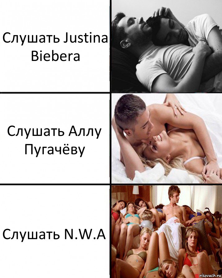 Слушать Justinа Bieberа Слушать Аллу Пугачёву Слушать N.W.A