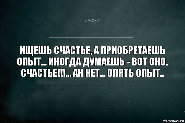 Ищешь счастье, а приобретаешь опыт... Иногда думаешь - вот оно, счастье!!!... Ан нет... Опять опыт.., Комикс Игра Слов