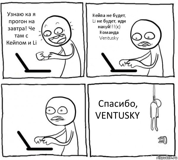 Узнаю ка я прогон на завтра! Че там с Кейпом и Li Кейпа не будет, Li не будет, иди нахуй!!!(с) Команда Ventusky  Спасибо, VENTUSKY, Комикс интернет убивает