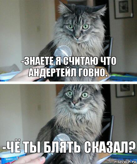 -Знаете я считаю что Андертейл говно. -чё ты блять сказал?, Комикс  кот с микрофоном