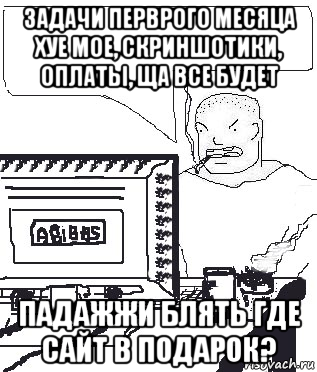 задачи перврого месяца хуе мое, скриншотики, оплаты, ща все будет падажжи блять где сайт в подарок?, Мем Падажжи