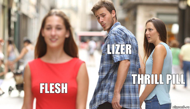 Lizer Thrill Pill Flesh, Комикс      Парень засмотрелся на другую девушку