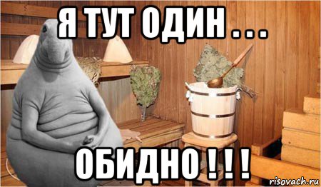 я тут один . . . обидно ! ! !, Мем  Ждун в бане