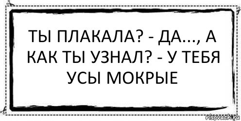 Ты плакала? - Да..., а как ты узнал? - У тебя усы мокрые 