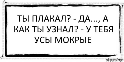 Ты плакал? - Да..., а как ты узнал? - У тебя усы мокрые 