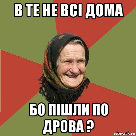 в те не всі дома бо пішли по дрова ?, Мем  Бабушка