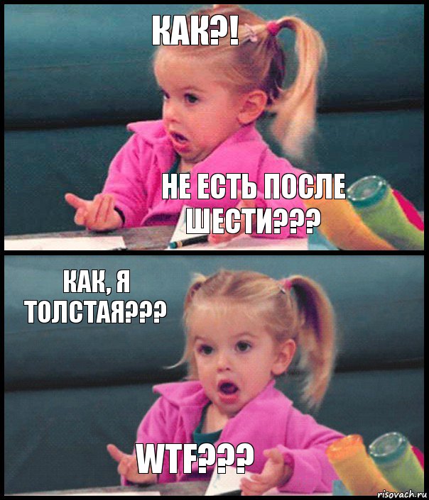 КАК?! НЕ ЕСТЬ ПОСЛЕ ШЕСТИ??? КАК, Я ТОЛСТАЯ??? WTF???, Комикс  Возмущающаяся девочка