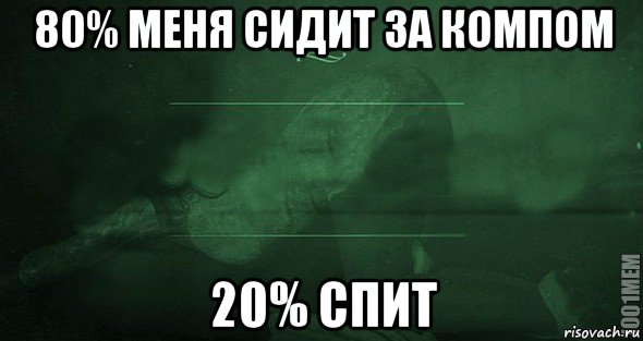 80% меня сидит за компом 20% спит, Мем Игра слов 2