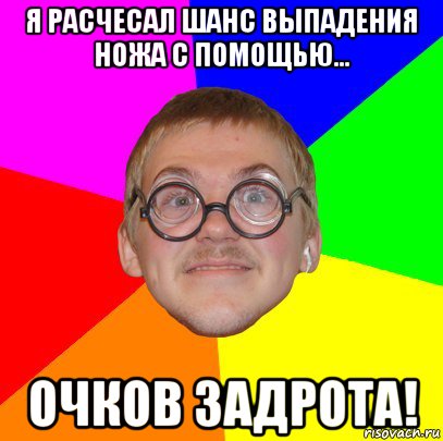 я расчесал шанс выпадения ножа с помощью... очков задрота!, Мем Типичный ботан