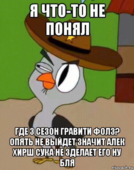 я что-то не понял где 3 сезон гравити фолз? опять не выйдет значит алек хирш сука не зделает его ну бля, Мем    Упоротая сова