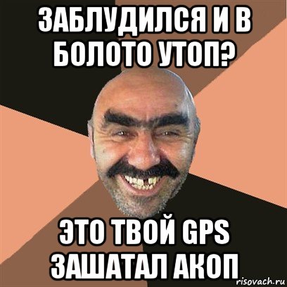 заблудился и в болото утоп? это твой gps зашатал акоп, Мем Я твой дом труба шатал