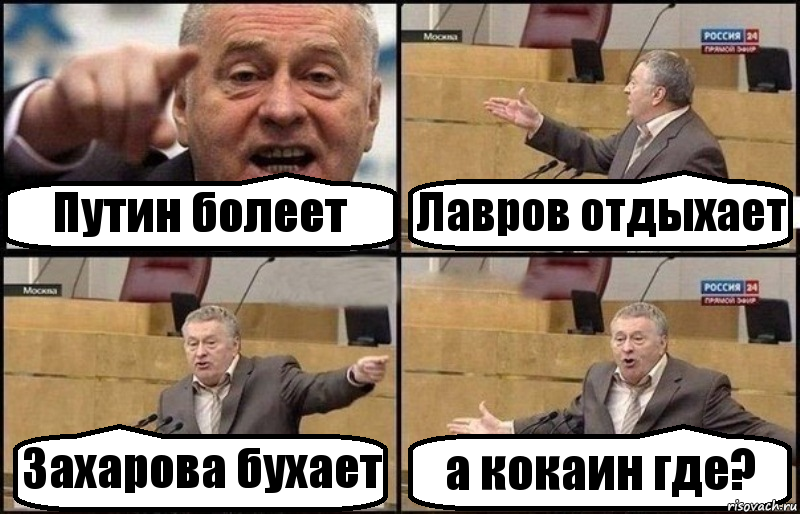 Путин болеет Лавров отдыхает Захарова бухает а кокаин где?, Комикс Жириновский