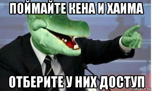 поймайте кена и хаима отберите у них доступ, Мем Крокодил Гена политик