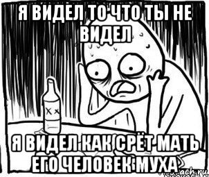 я видел то что ты не видел я видел как срёт мать его человек муха, Мем Алкоголик-кадр