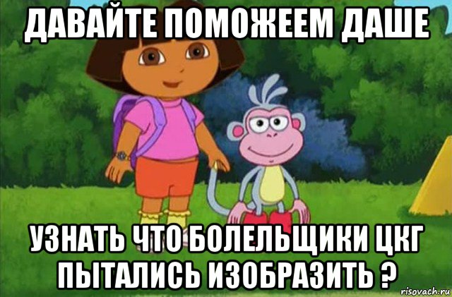 давайте поможеем даше узнать что болельщики цкг пытались изобразить ?, Мем Даша-следопыт